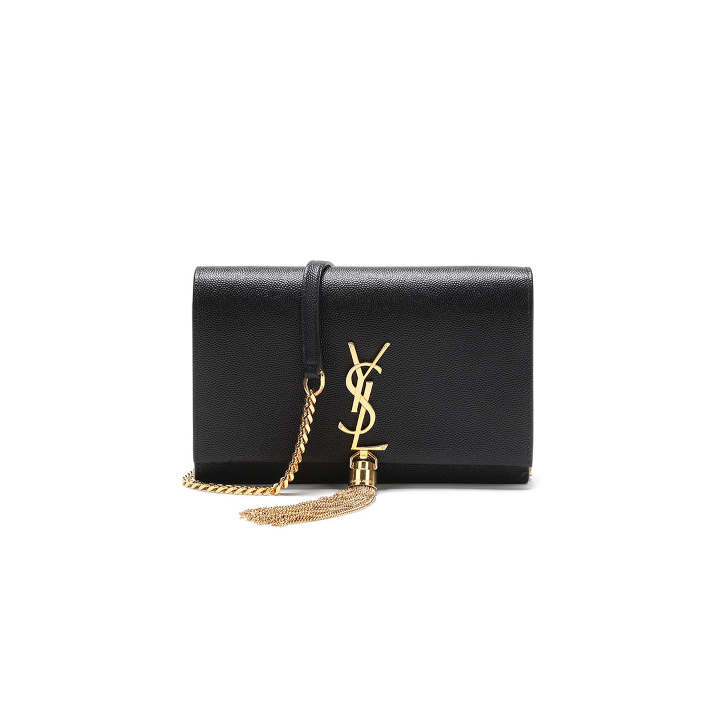 YSL KATE MONOGRAM TASSEL CHAIN WALLET IN GRAIN DE POUDRE EMBOSSED LEATHER 452159 (19*12.5*4cm)